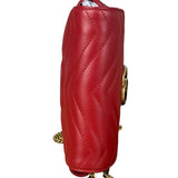 Gucci Red Chevron Quilted Matelasse Mini Leather Shoulder Bag