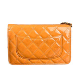 Chanel Orange Patent Leather Flap Wallet on Chain Bag