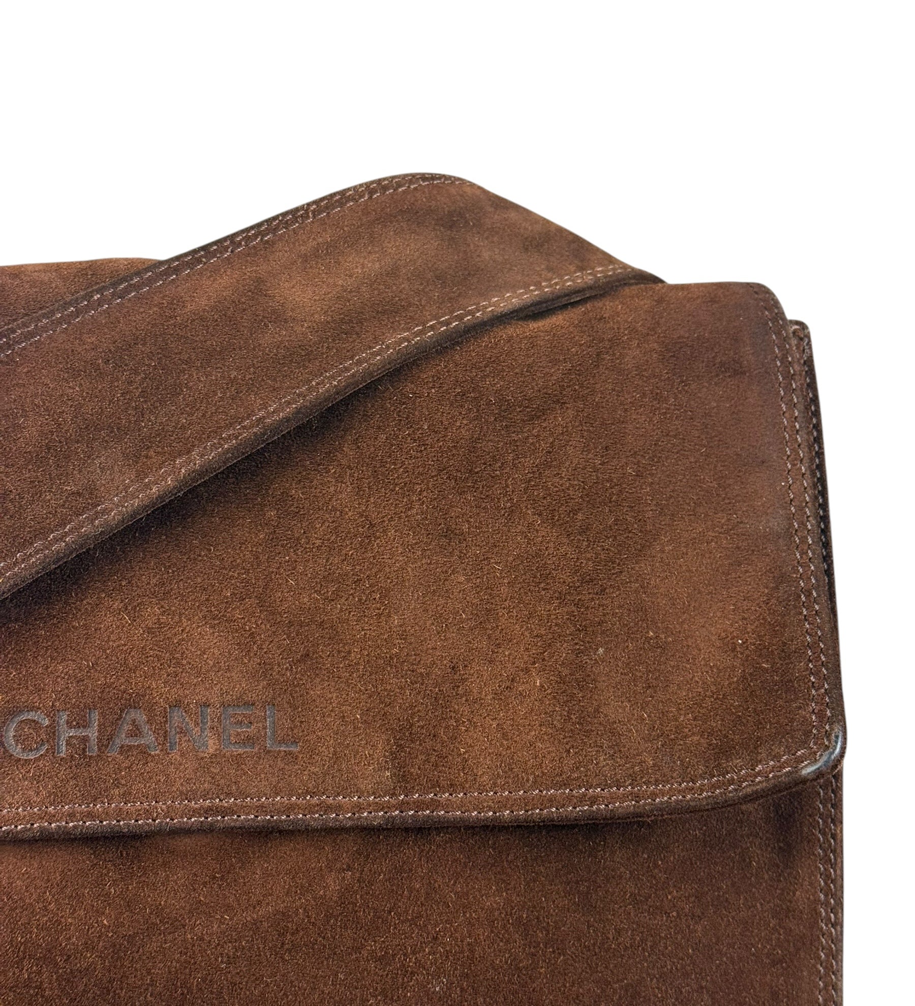 Chanel Brown Suede Crossbody Flap Bag