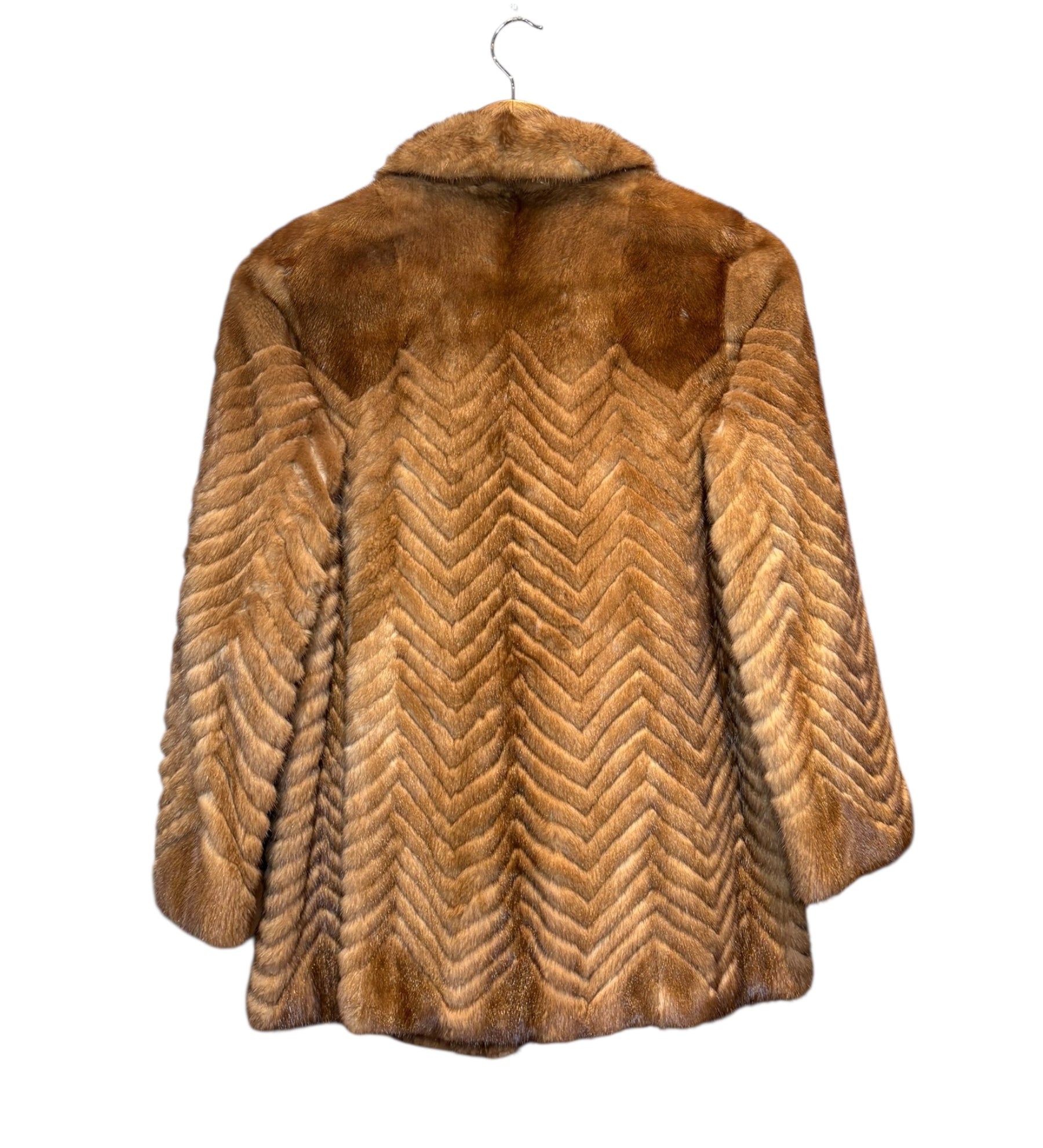 Rotiny Vintage Brown Chevron Mink Fur Coat