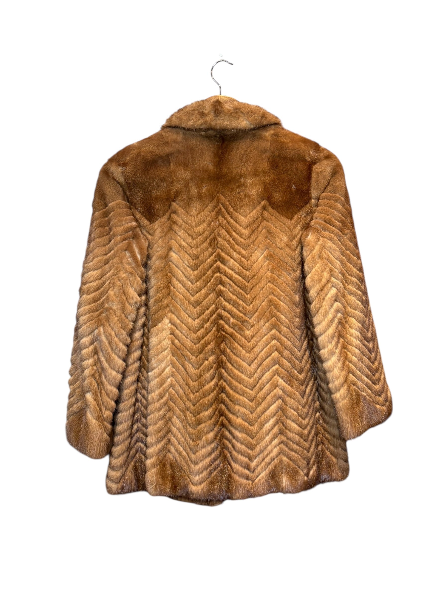 Rotiny Vintage Brown Chevron Mink Fur Coat