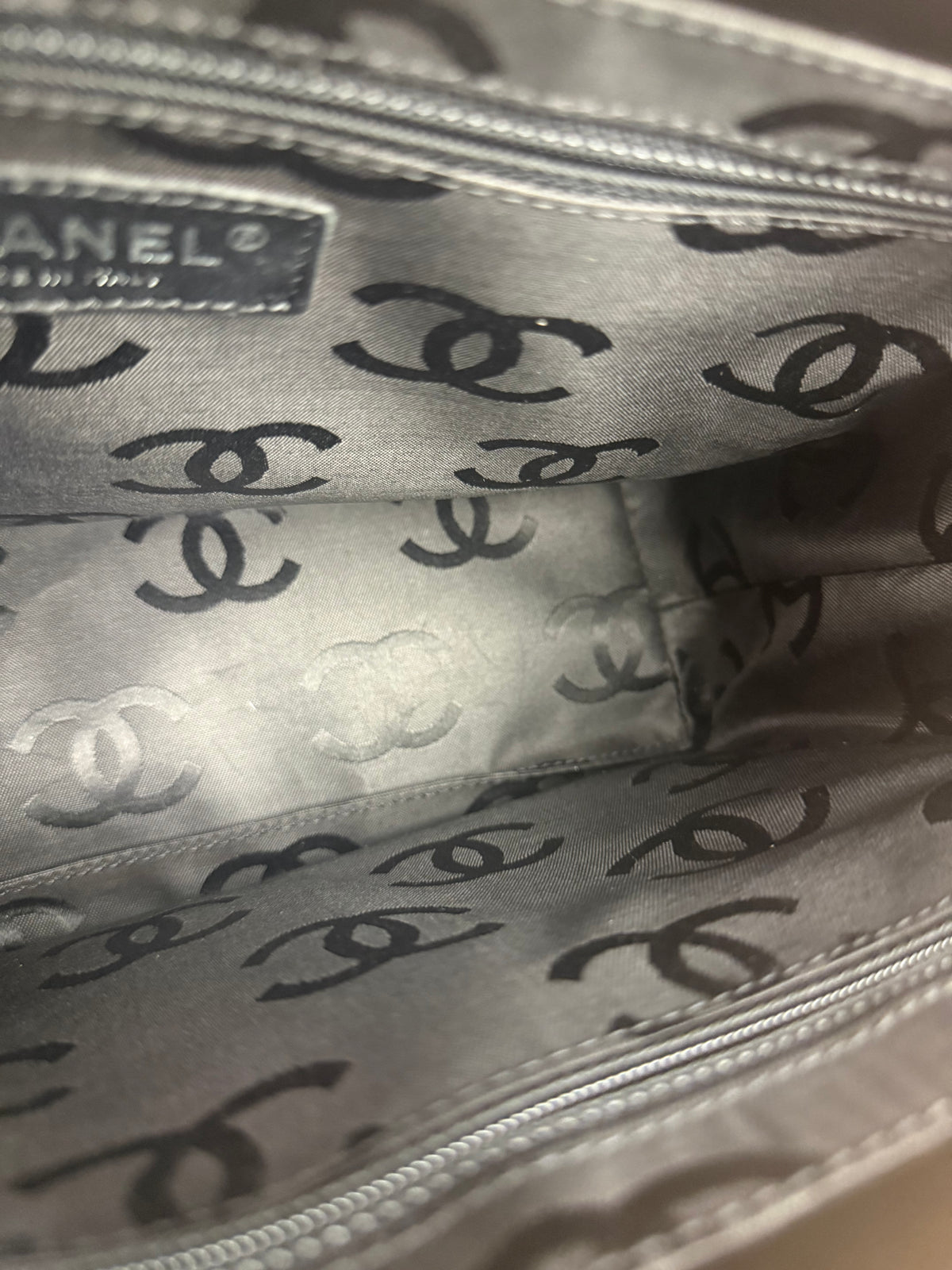 Chanel Vintage Black Patent Pony Hair Chain Pocket Tote 2005