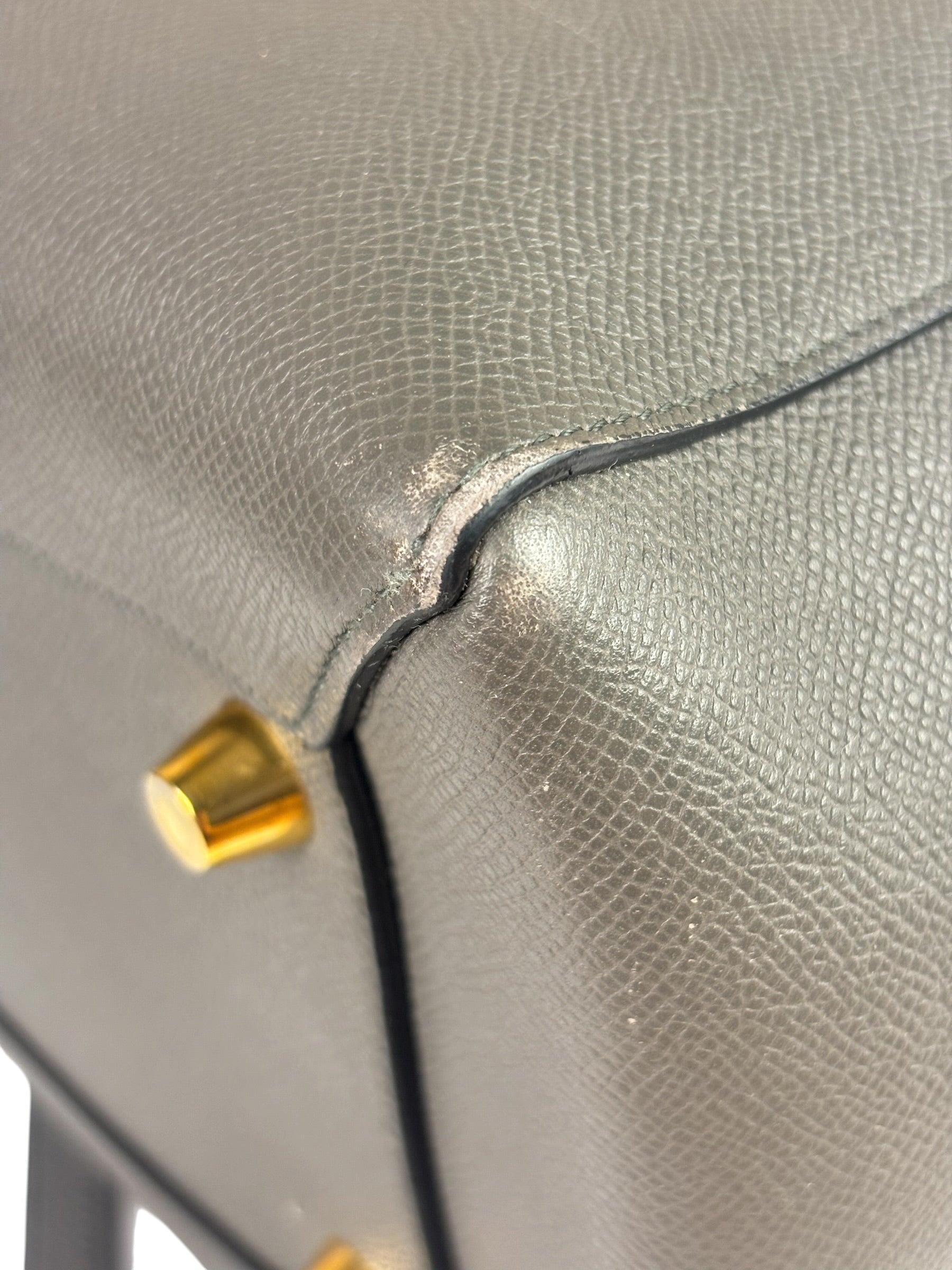Celine Grey Grained Calfskin Belt Shoulder Bag