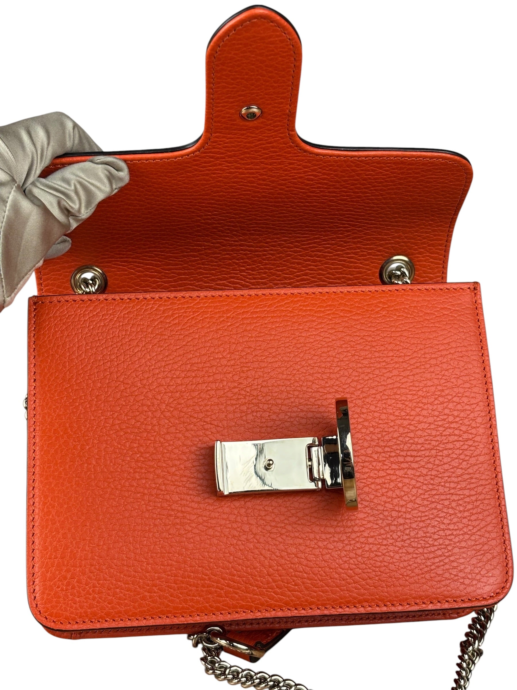 Gucci Orange Leather G Dollar Interlocking Small Shoulder Bag