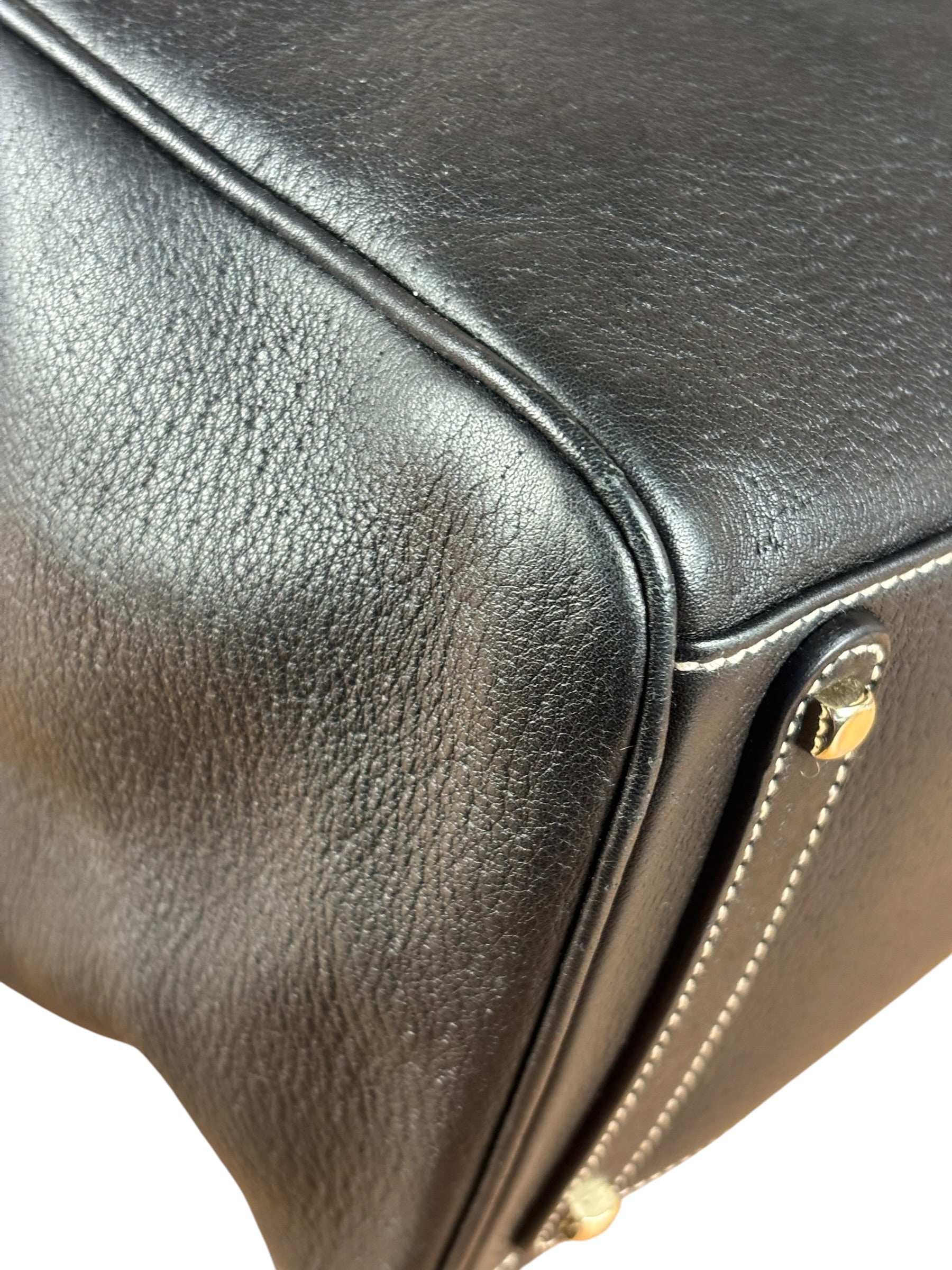 Salvatore Ferragamo Vintage Black Pebbled Leather Tote Bag