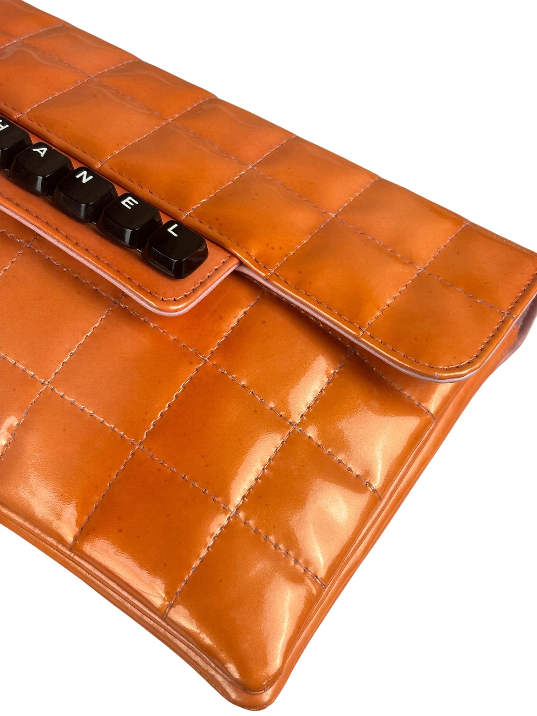 Chanel Orange/Pink Chocolate Bar Keyboard Digital Flap Shoulder Bag 2001