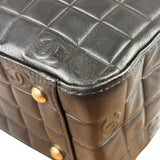 Chanel Vintage Black Leather Chocolate Bar Tote Bag 1992