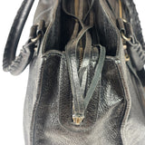 Balenciaga Black Lambskin Moto Work Two-Way Bag