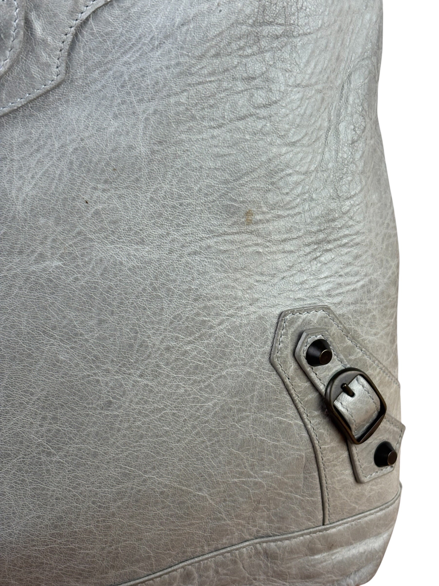 Balenciaga Grey Lambskin Day Moto Hobo Bag