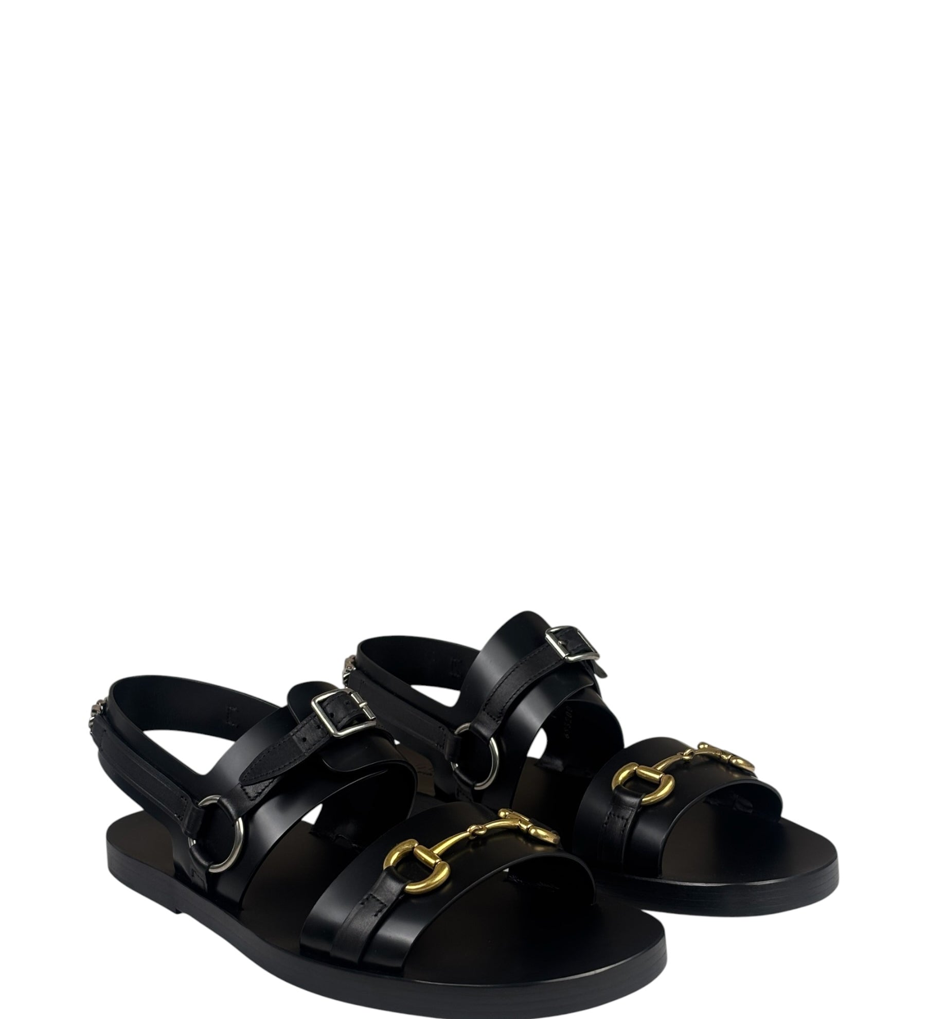 Gucci Black Cordovan Horsebit Sandals