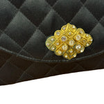 Chanel Black Quilted Satin Gripoix 1986