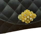 Chanel Black Quilted Satin Gripoix 1986