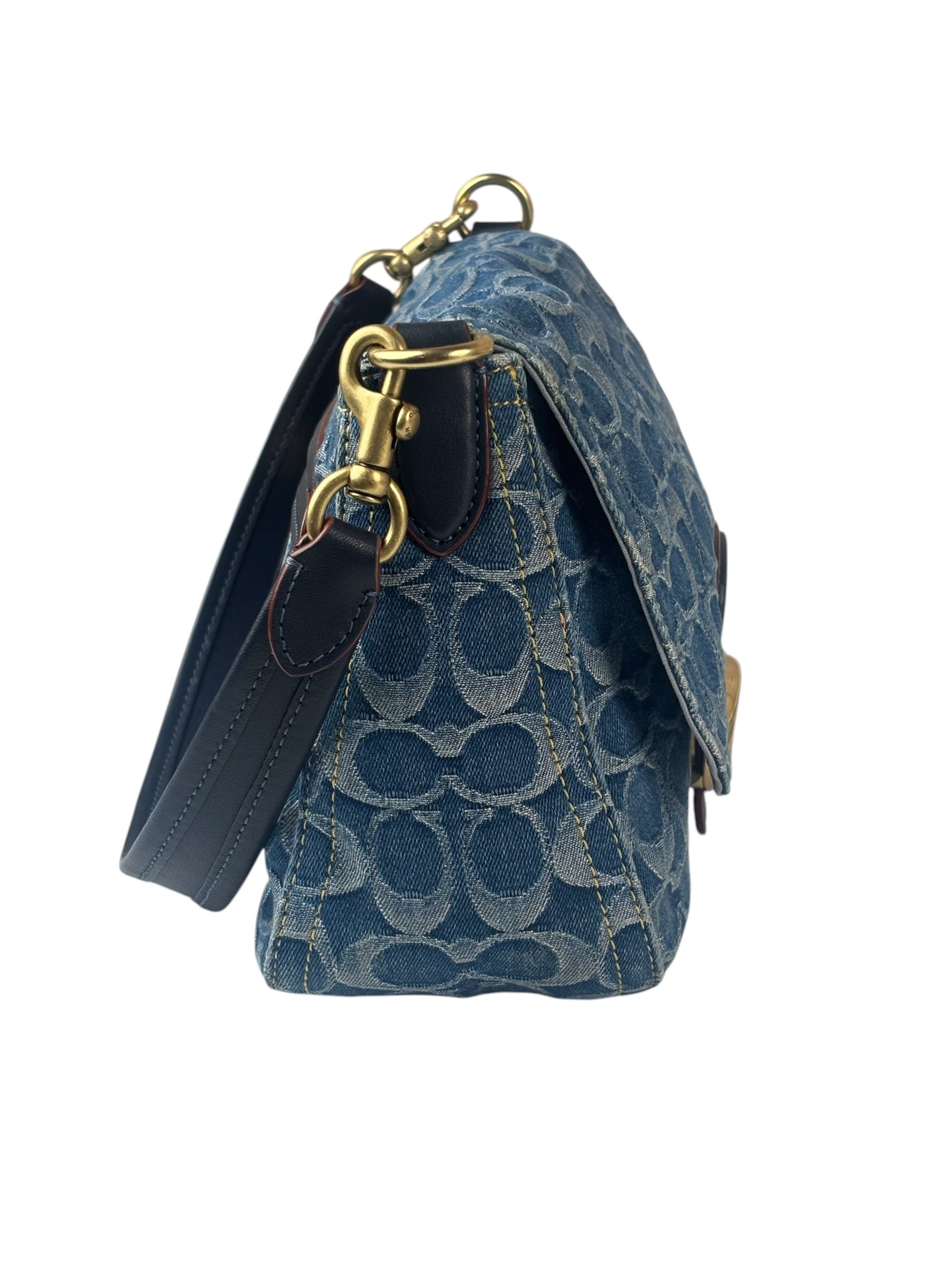 Coach Signature Blue Jacquard Denim Soft Tabby Shoulder Bag