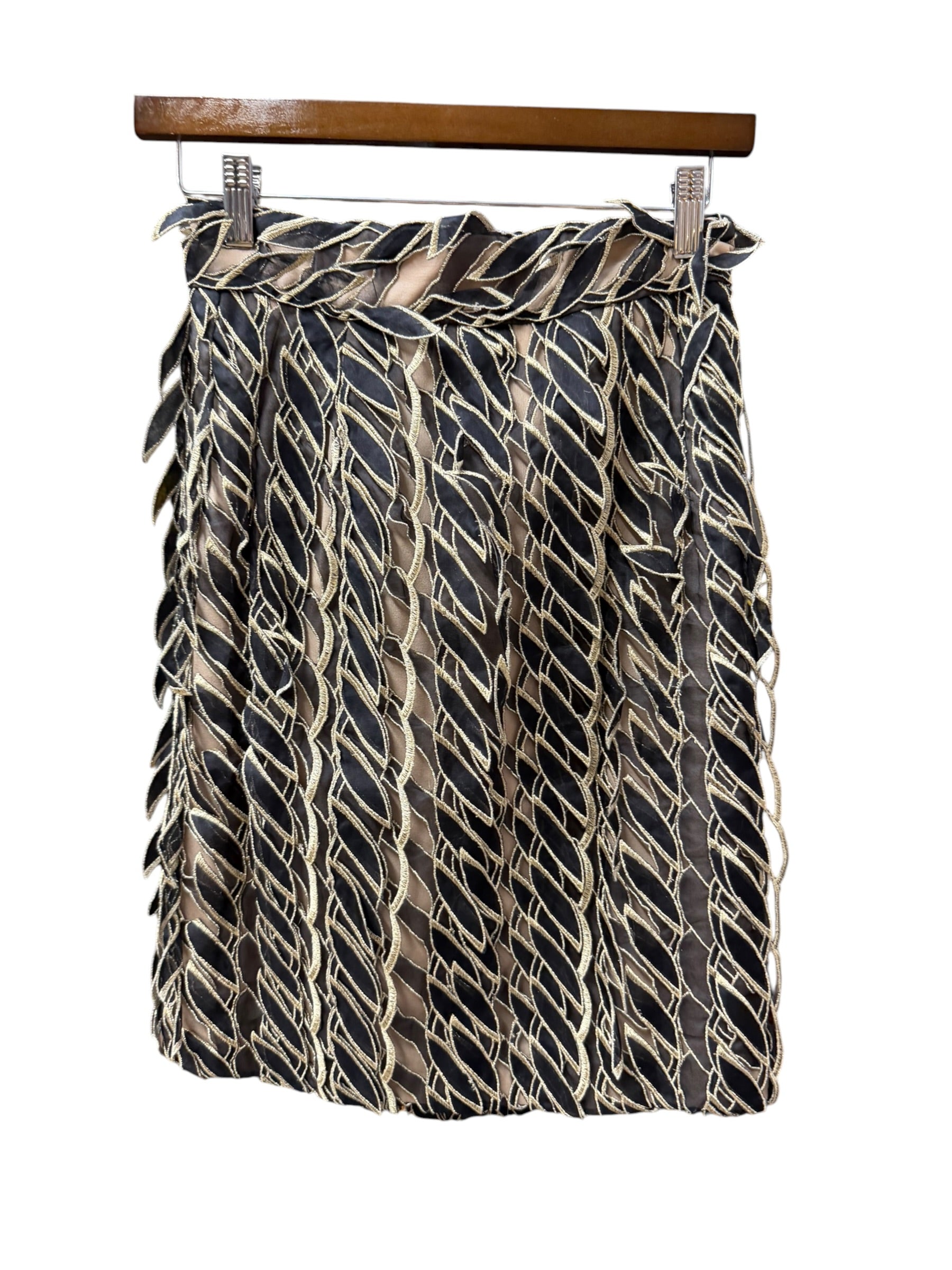 Loewe Gold/Black Multi-Layered Embroidered Ribbon Skirt