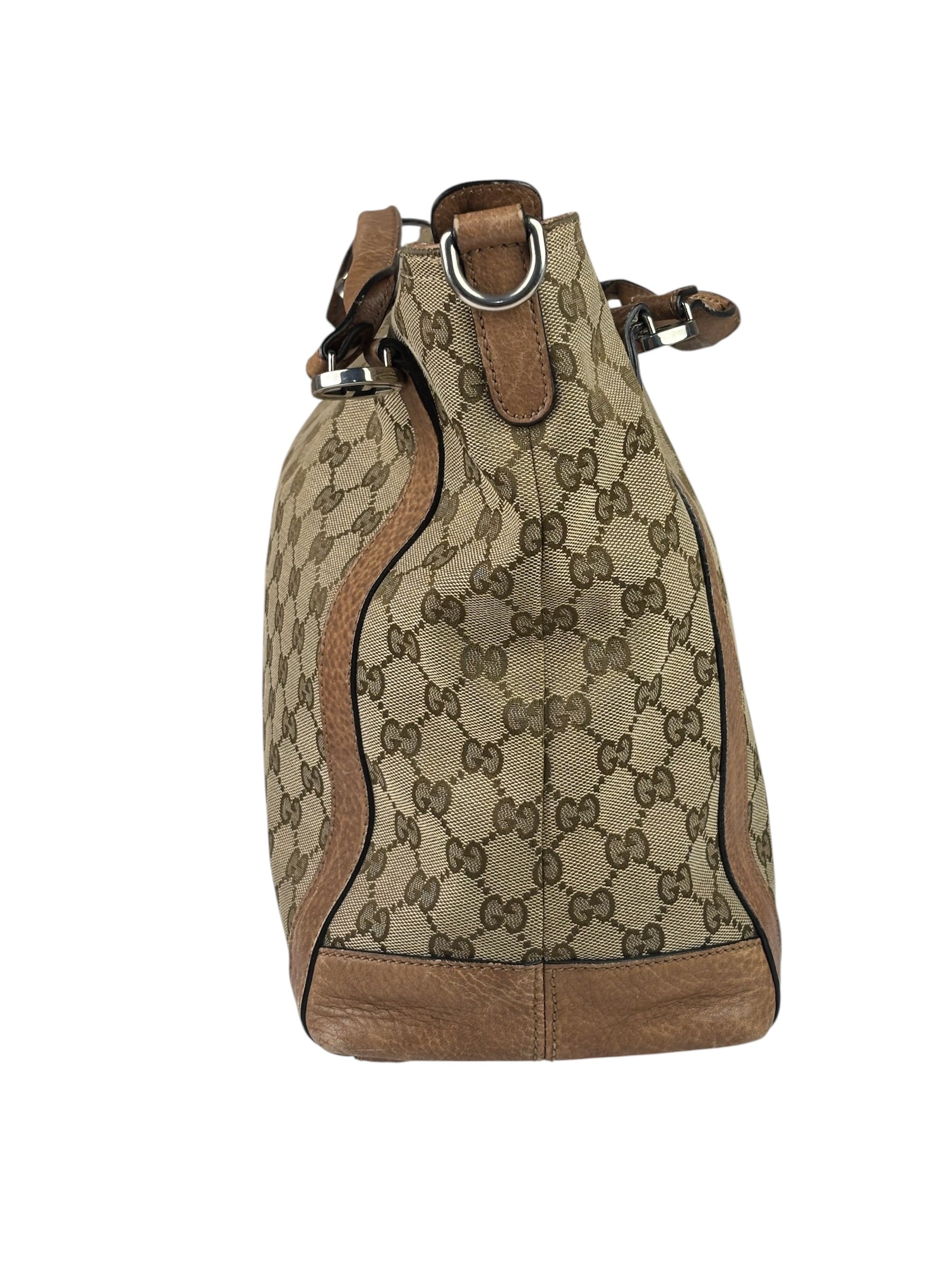 Gucci Beige/Brown Leather GG Satchel Two-Way Bag