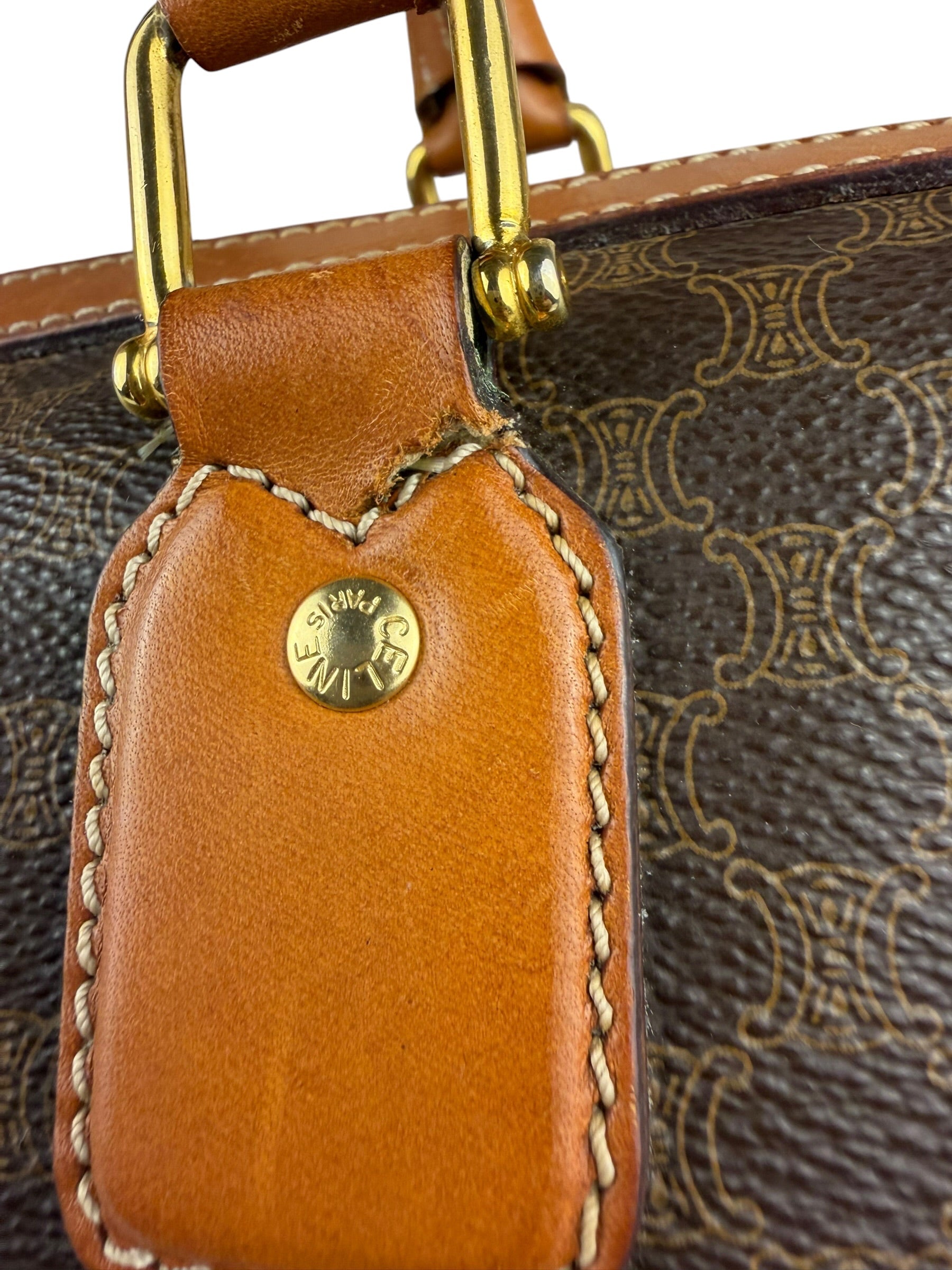 Celine Vintage Macadam Canvas Boston Bag