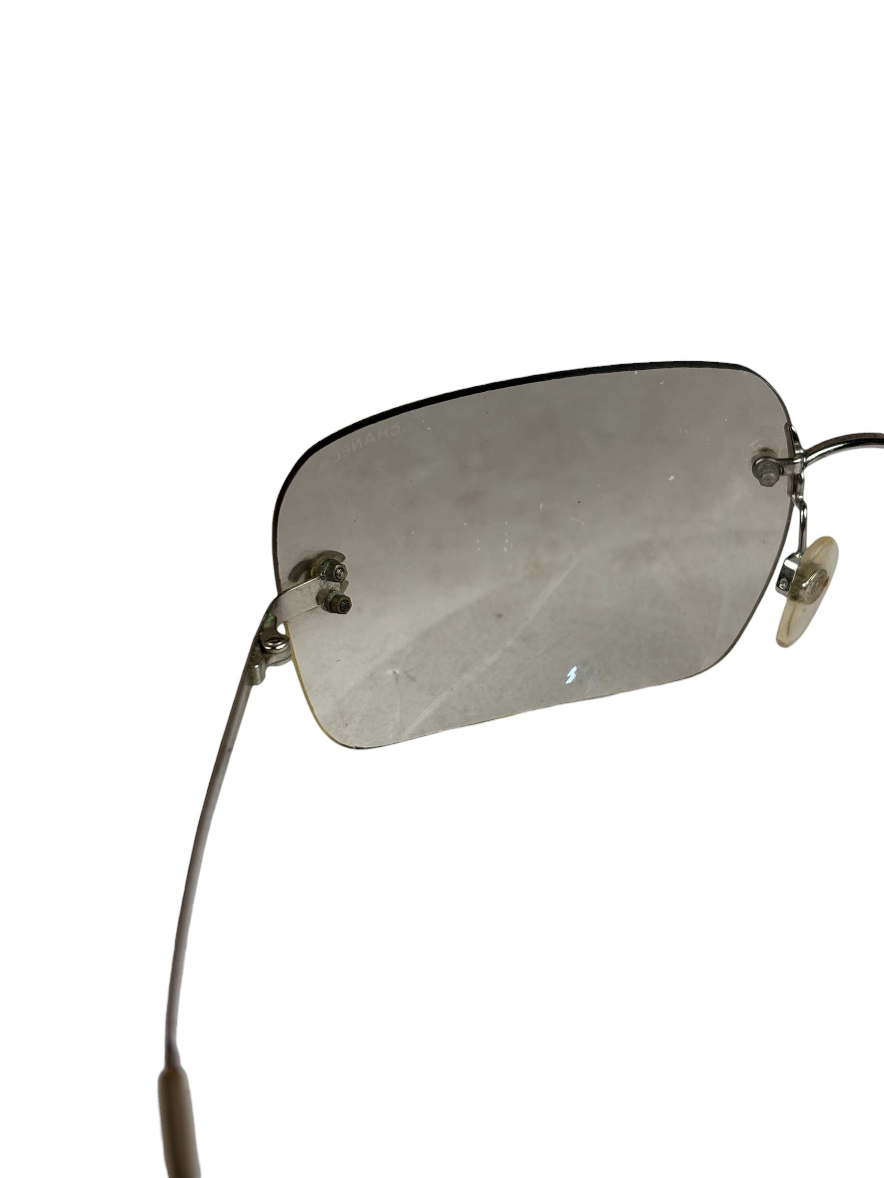 Chanel Y2k Silver Rimless 4017-D Sunglasses