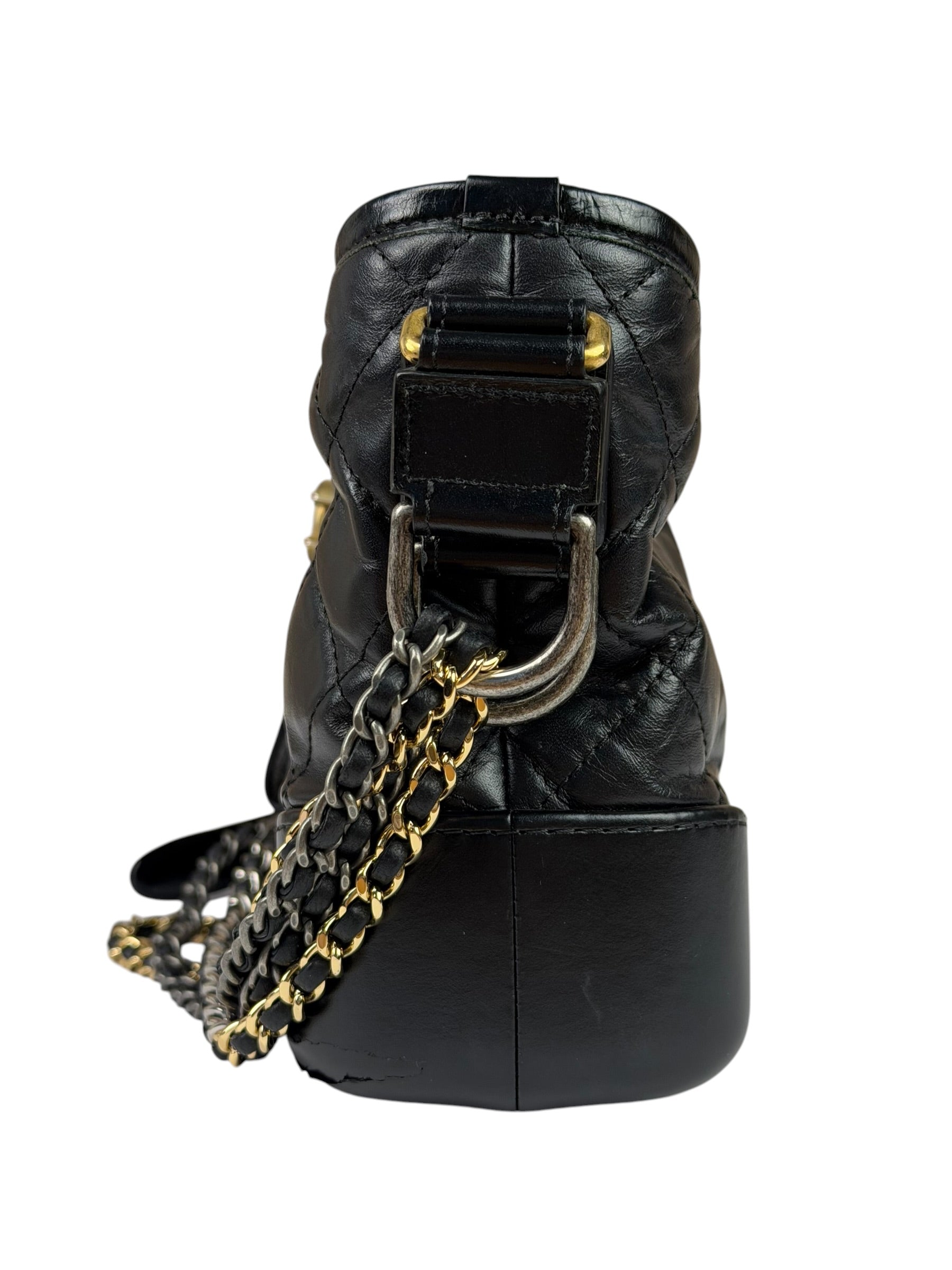 Chanel Black Quilted Leather Small Gabrielle Hobo Bag 2019
