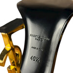 Saint Laurent Glossy Black Gold Logo Heels