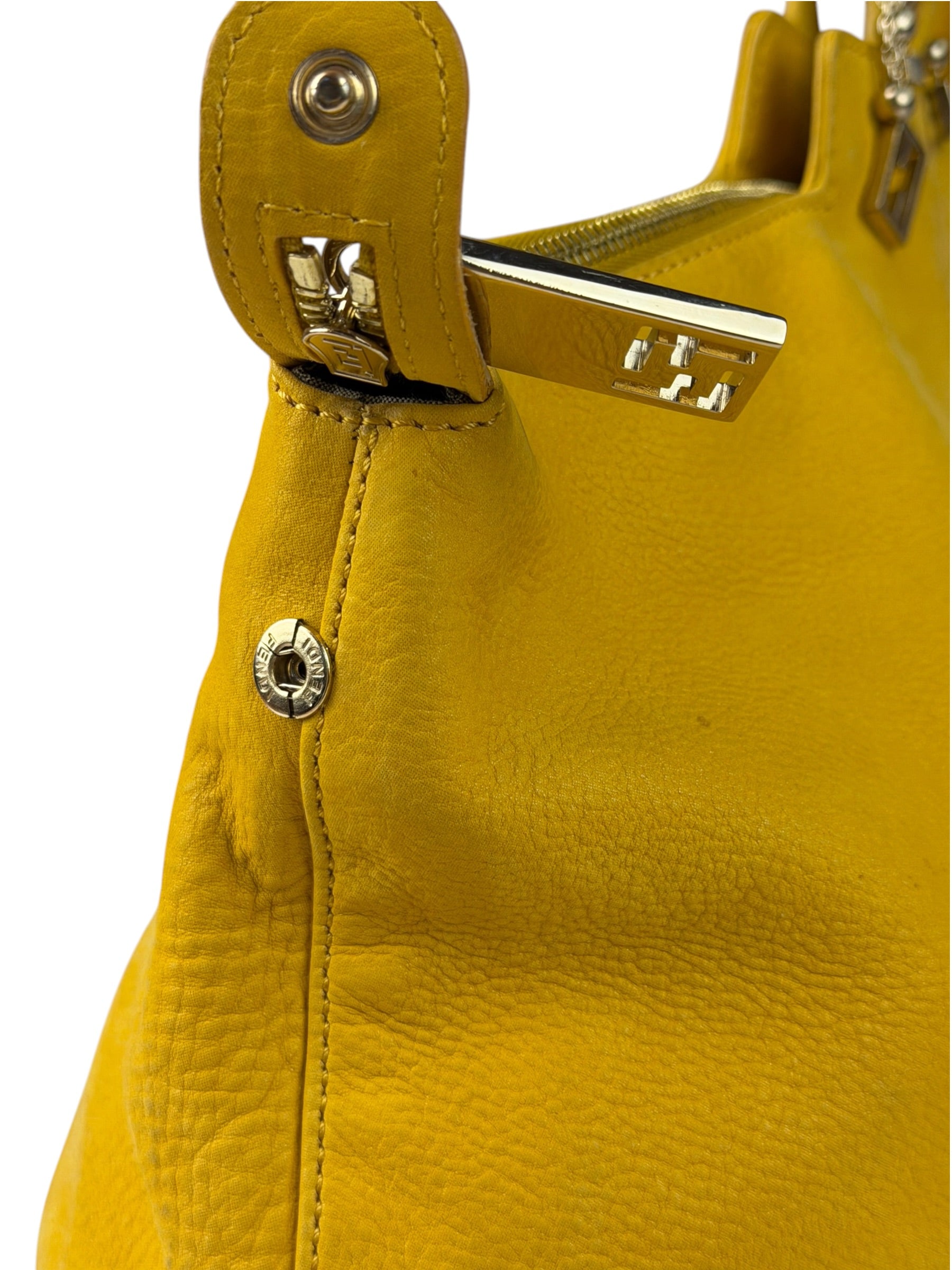 Fendi Yellow Leather Shoulder Bag