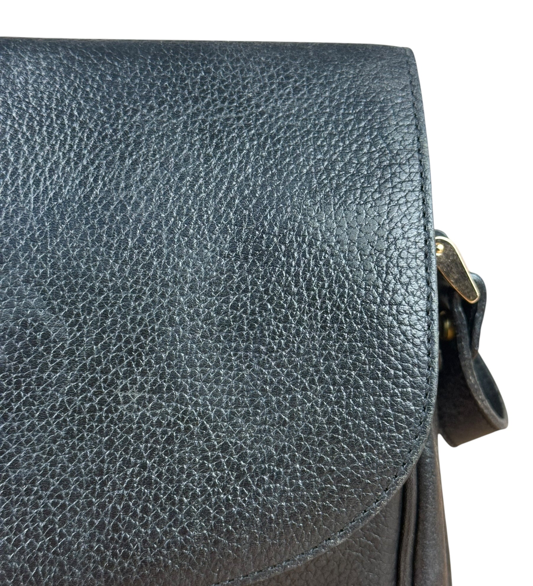 Burberry Vintage Black Pebbled Leather Crossbody Flap Bag