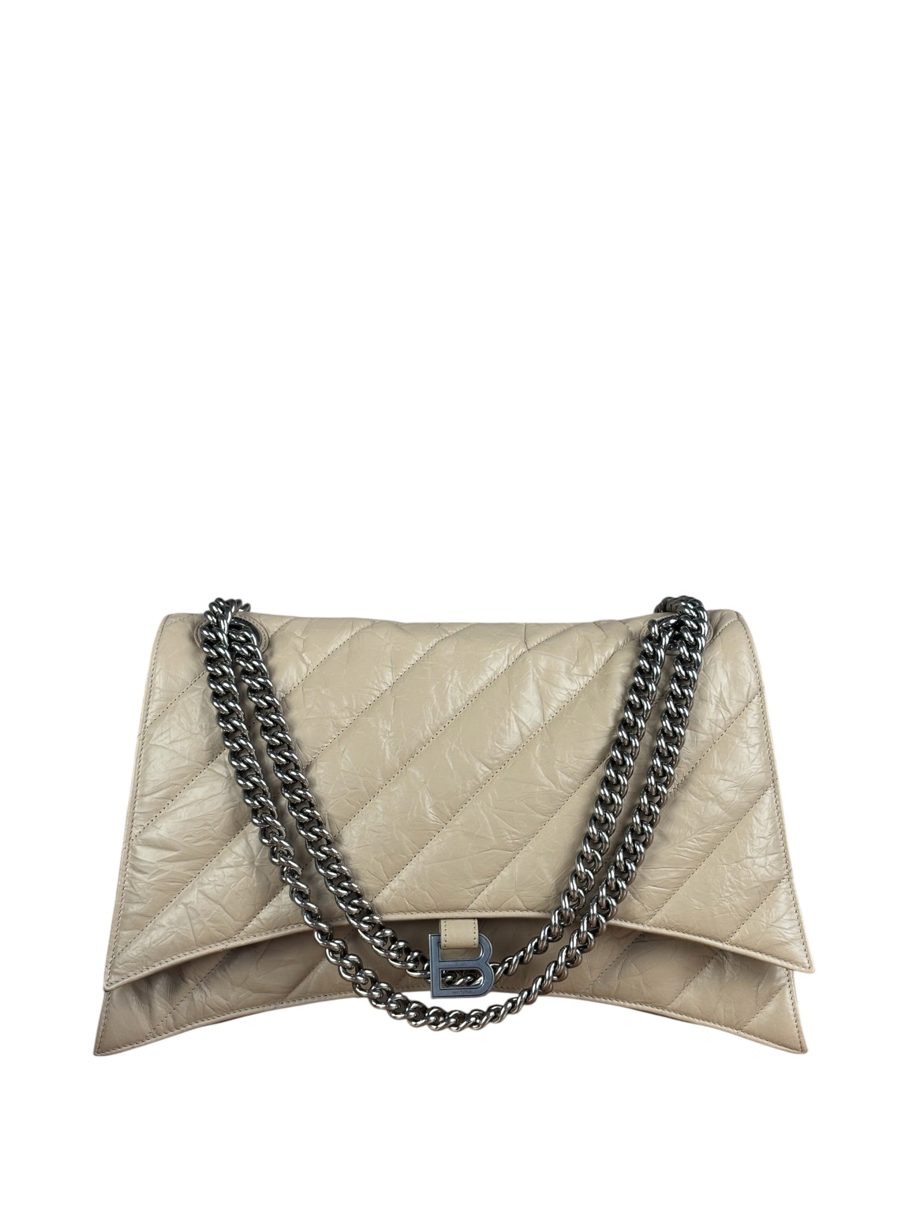Balenciaga Beige Calfskin Crush Chain Bag