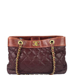 Chanel Bi-Color Burgundy Quilted Soft Elegance Tote 2014