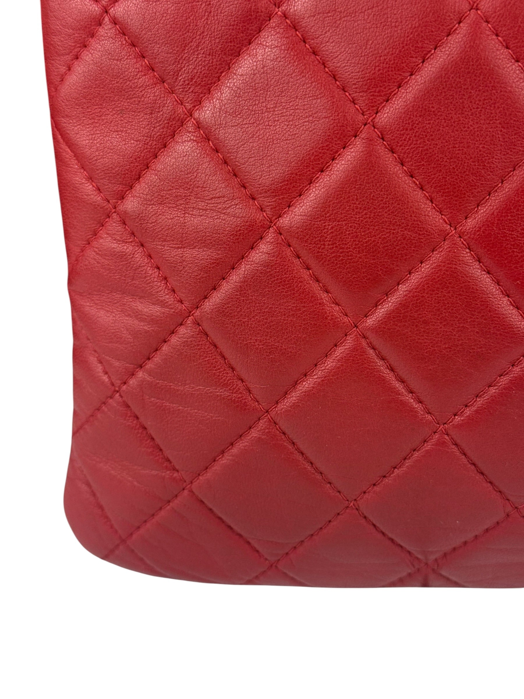 Chanel Vintage Red Leather Classics O-Case Clutch 1992