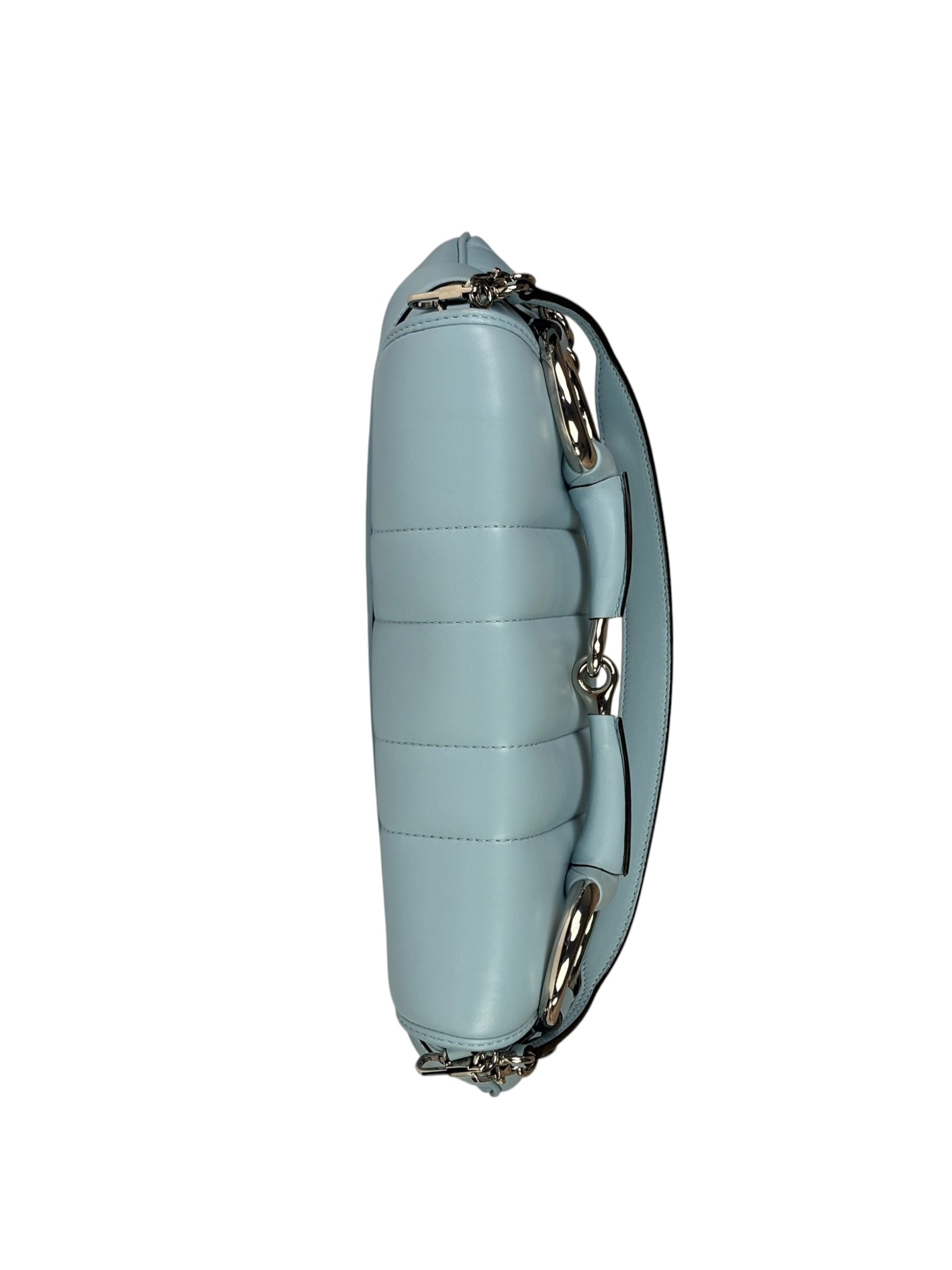 Gucci Blue Leather Horsebit Chain Shoulder Bag