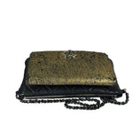 Chanel Black/Golden Quilted Lambskin Night Clutch On Chain Flap Bag 2012