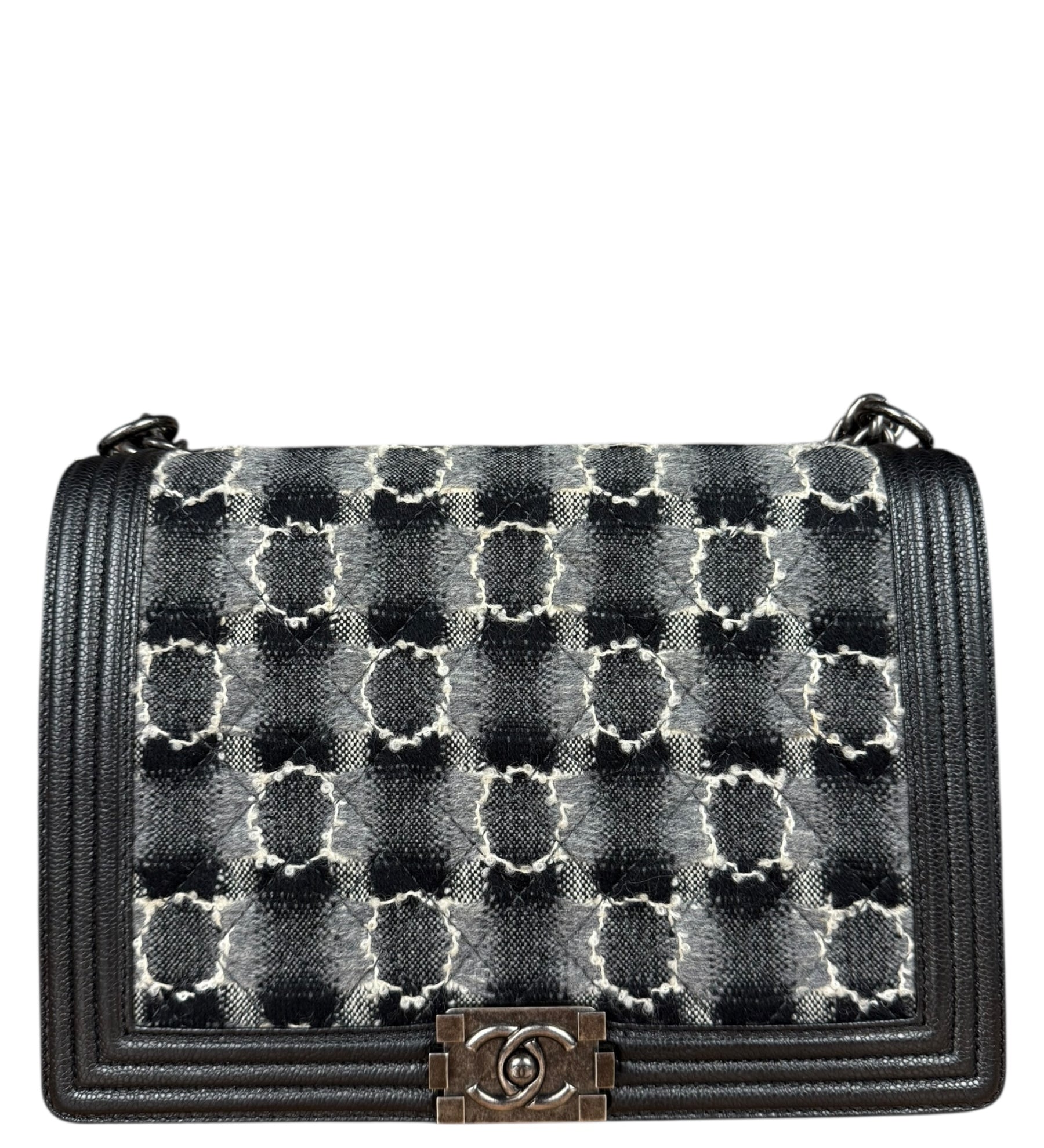 Chanel MultiColor Quilted Tweed Boy Bag