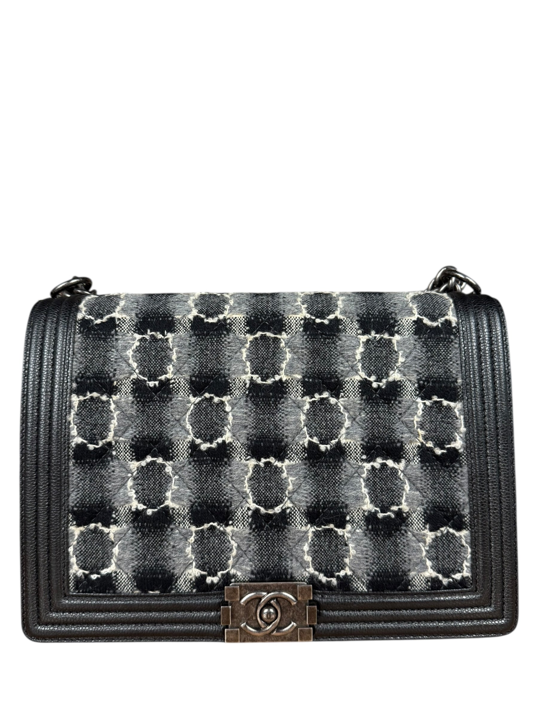 Chanel MultiColor Quilted Tweed Boy Bag