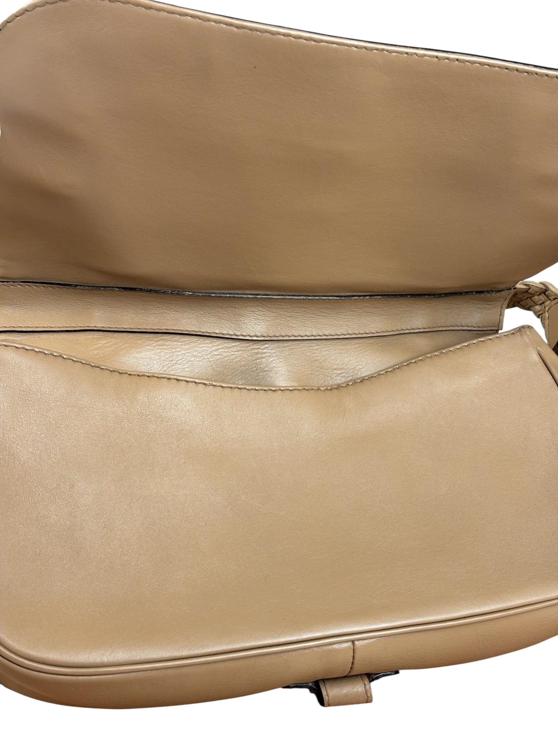 Gucci Vintage Tan Leather Medium Flap Shoulder Bag