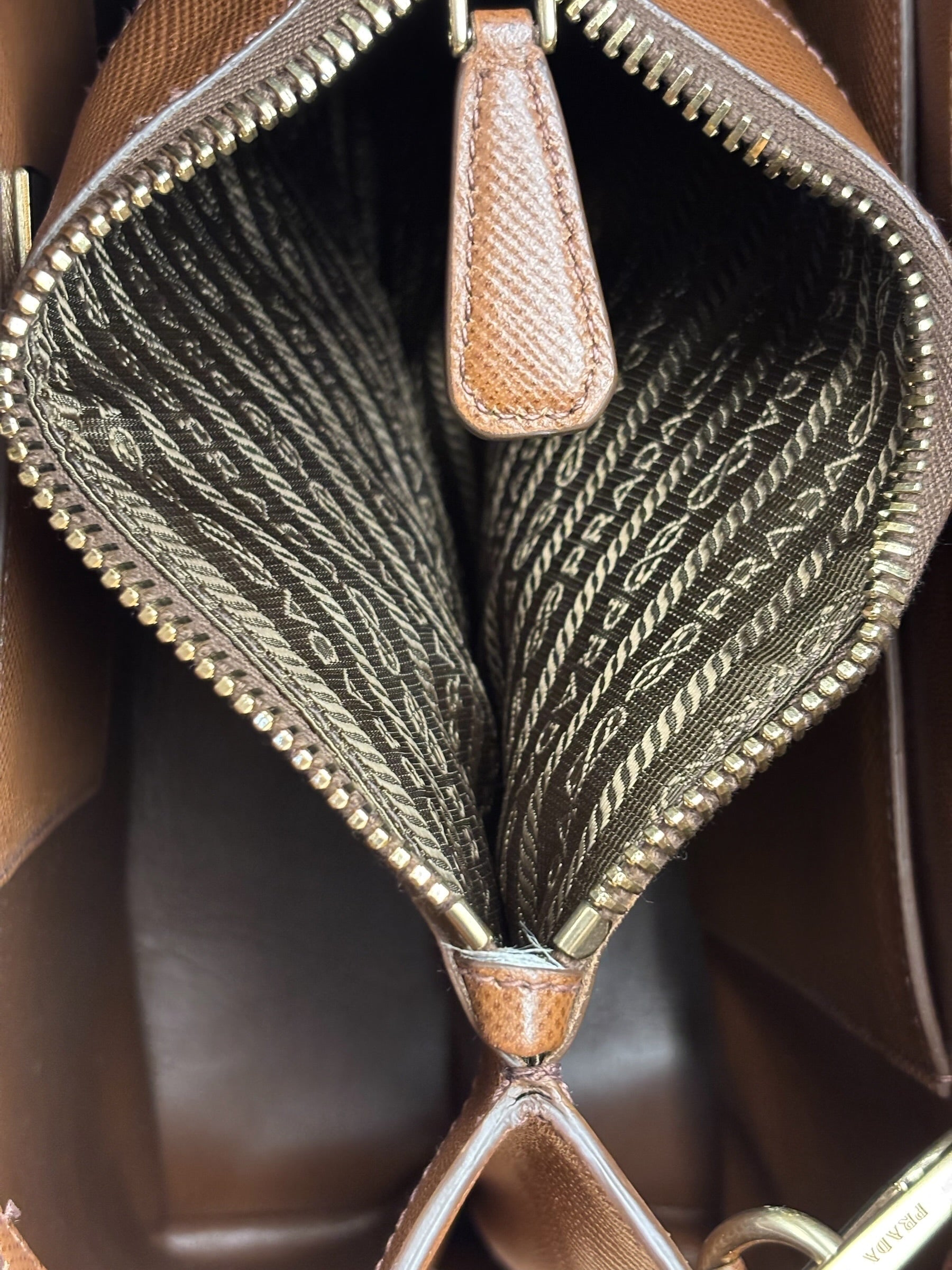 Prada Vintage Brown Leather Top Handle Bag