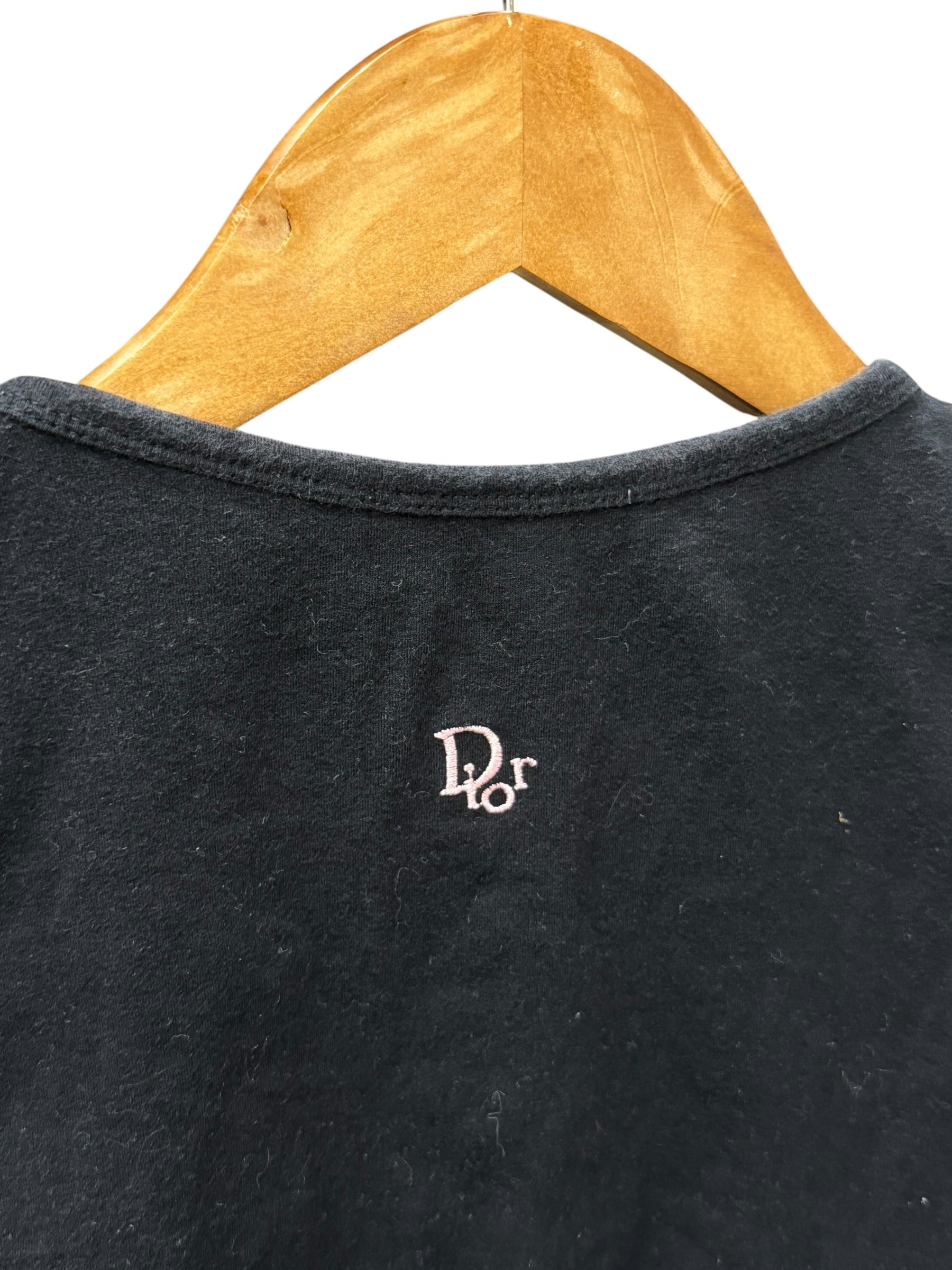 Christian Dior Black Rhinestone J'adore Dior Cotton Tank Top