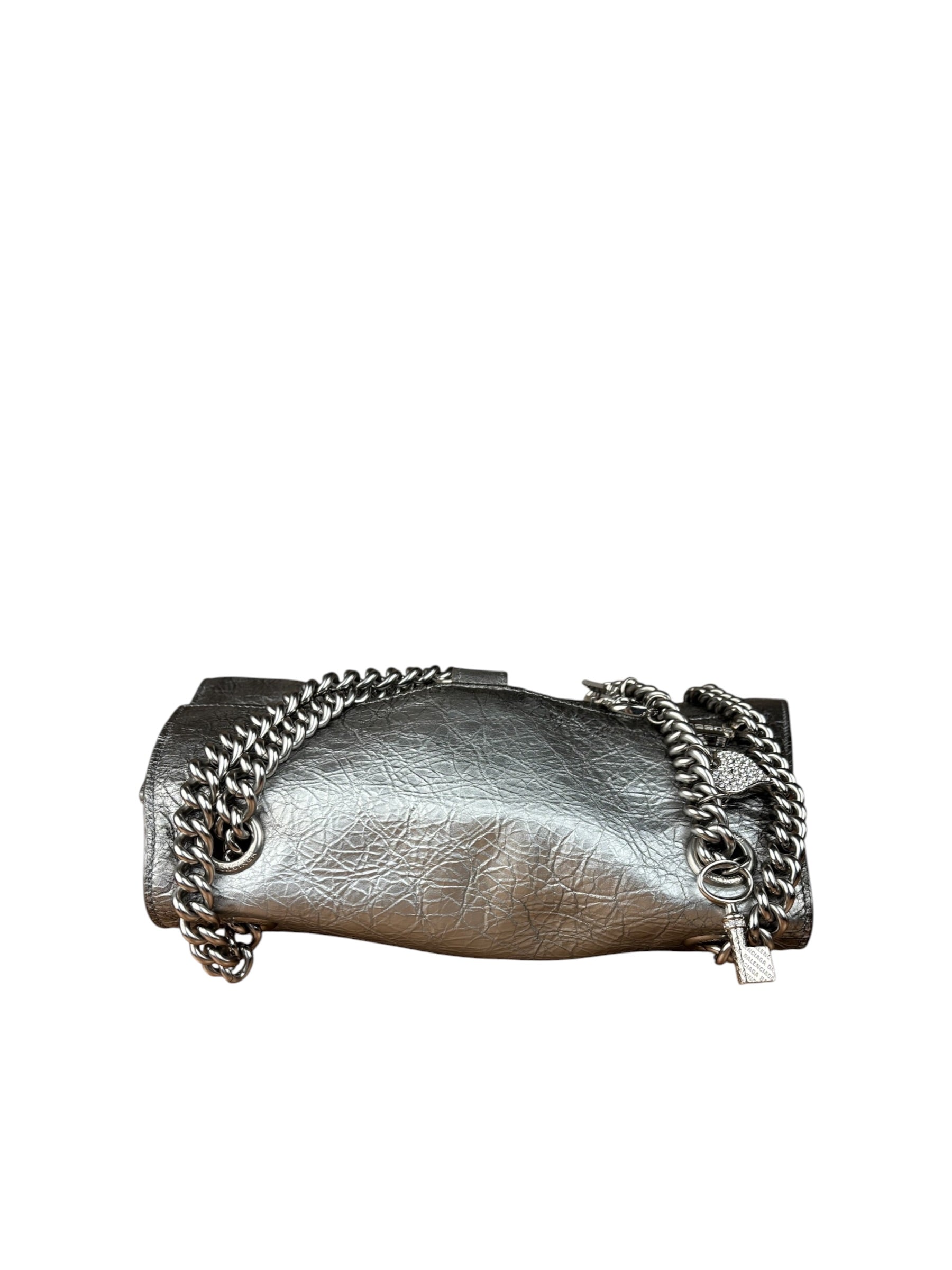 Balenciaga Silver Crush Small Souvenirs & Rhinestone Shoulder Bag