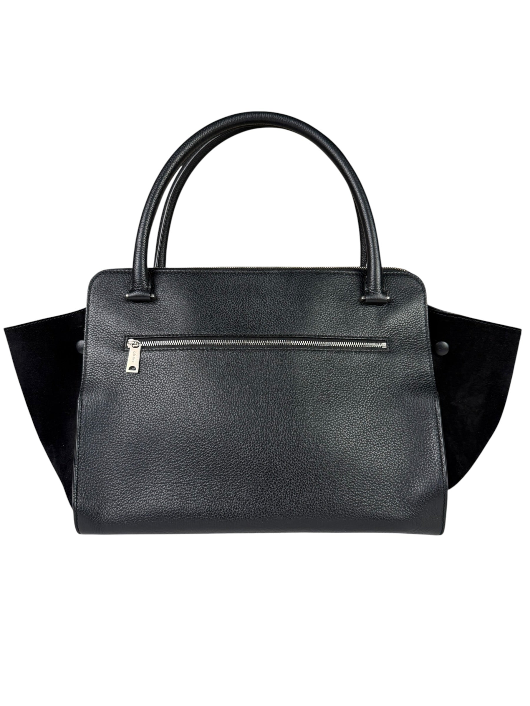 Celine Black Leather/Suede Trapeze Medium Handbag
