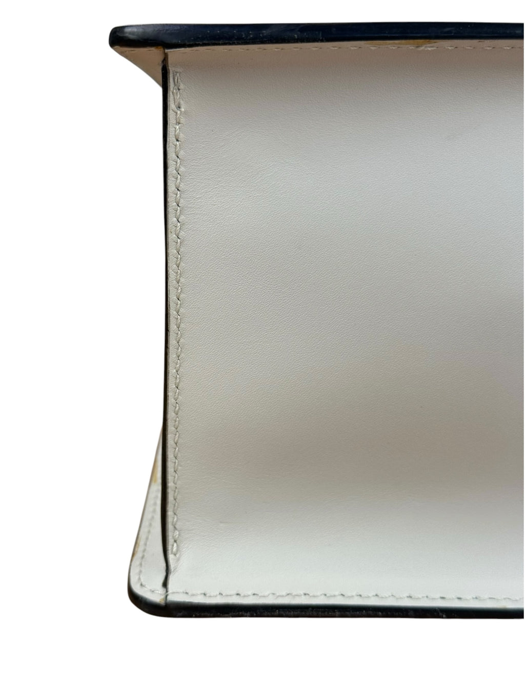Gucci White Leather Sylvie Web Strap Top Handle