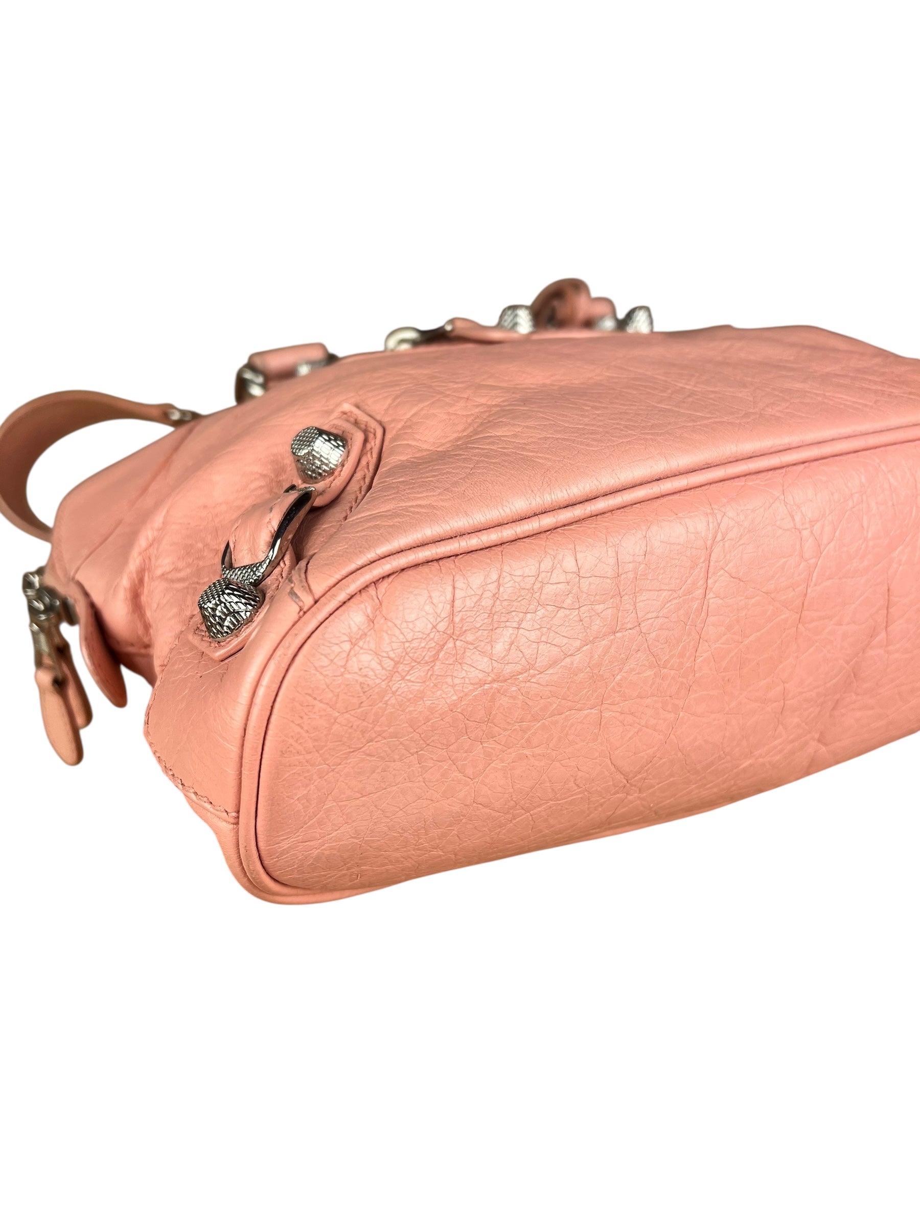 Balenciaga Pink Moto Leather Dome 2Way City Bag