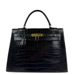 Hermes 1985 Black Crocodile Kelly 35