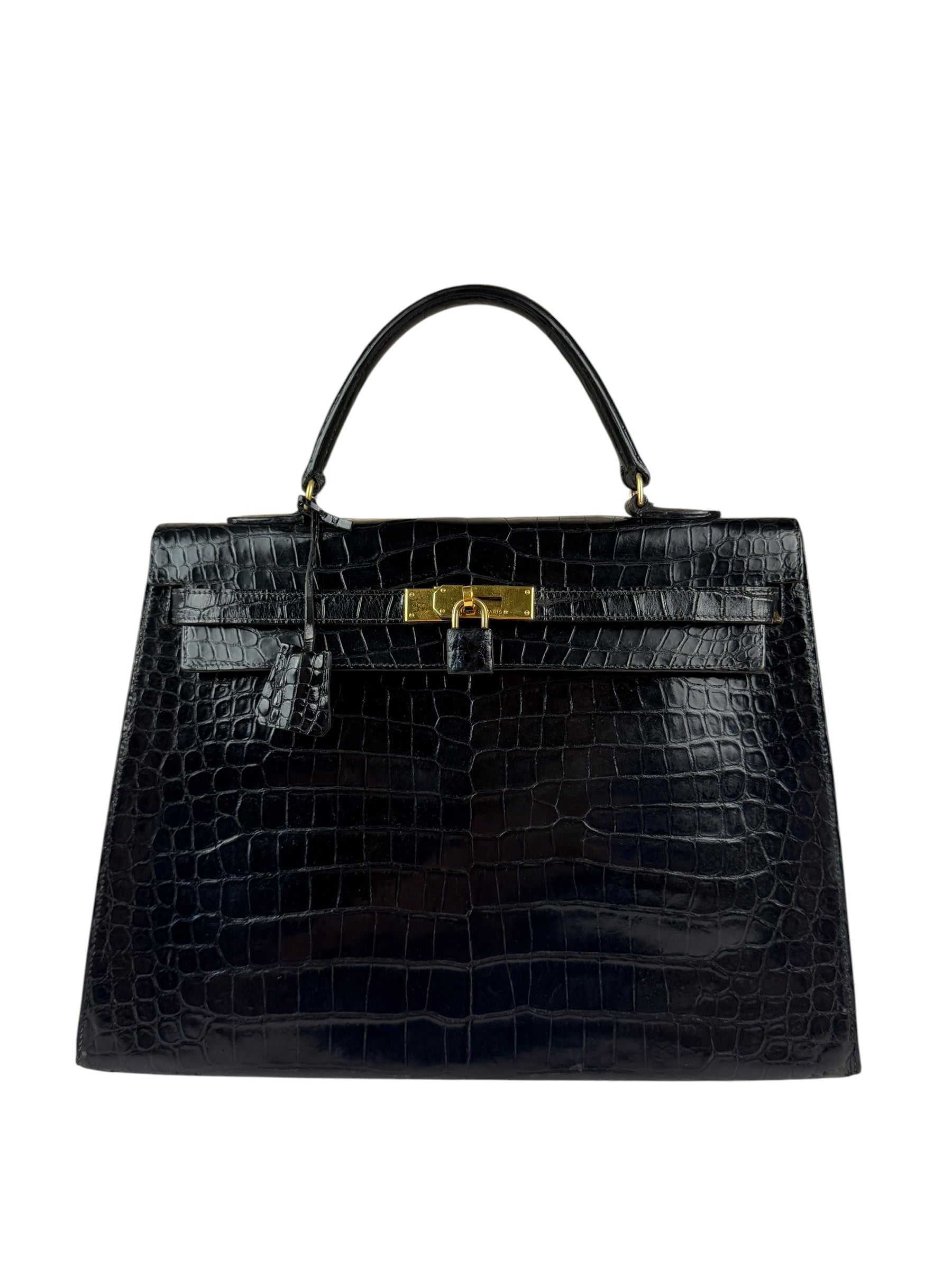 Hermes 1985 Black Crocodile Kelly 35