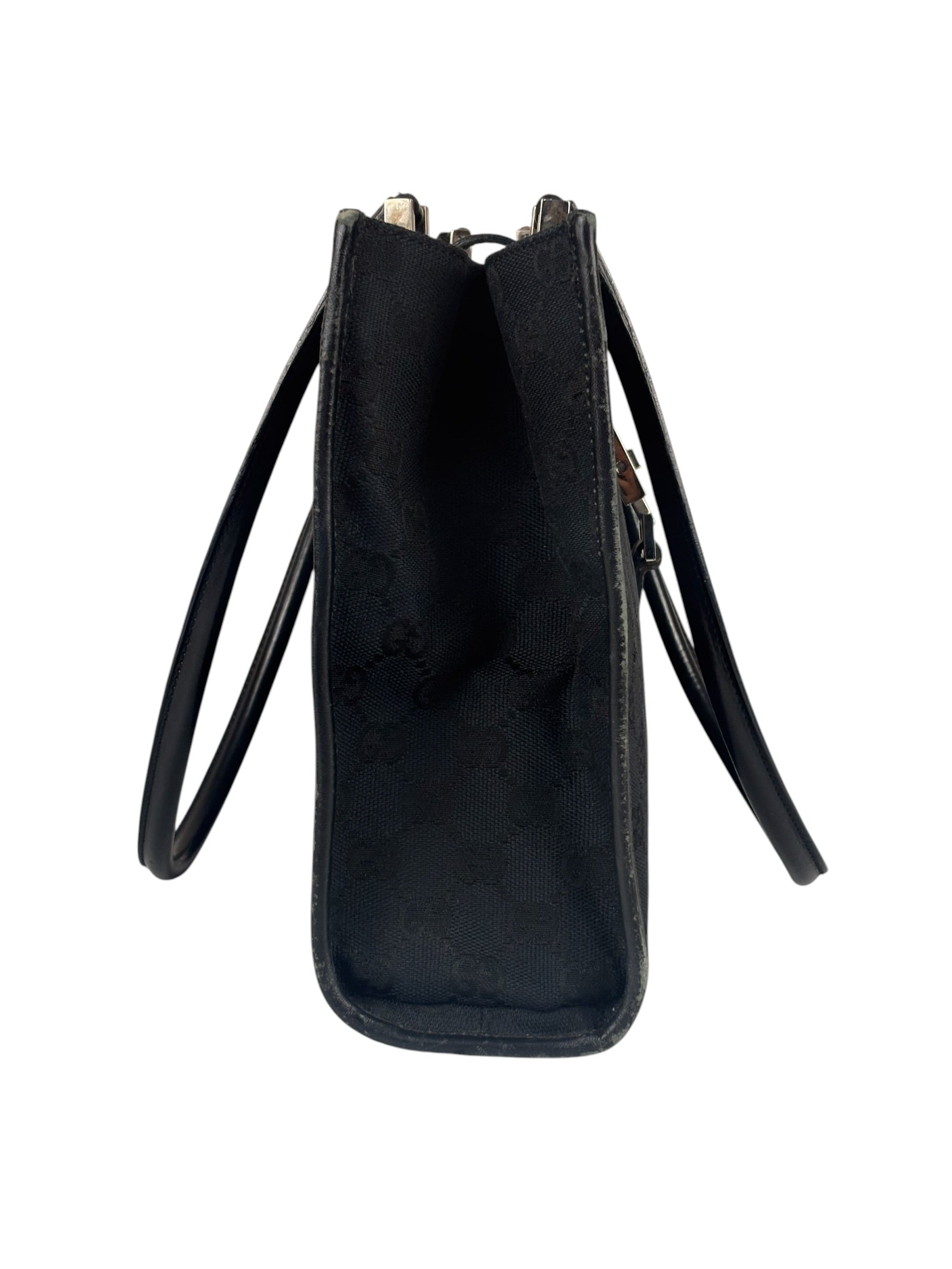 Gucci GG Black Canvas Vintage Jackie Tote Handbag