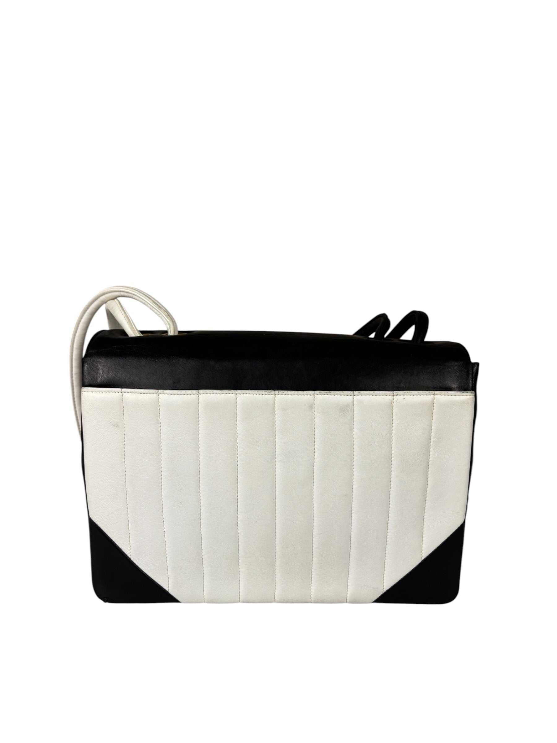 Chanel Black/White Leather Shoulder/Tote Bag 2017