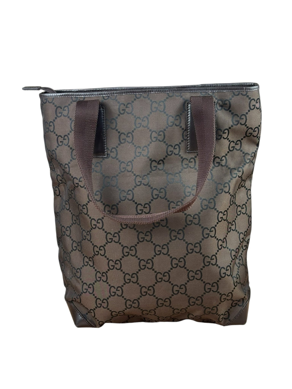 Gucci GG Nylon Tote Bag Brown Monogram Canvas