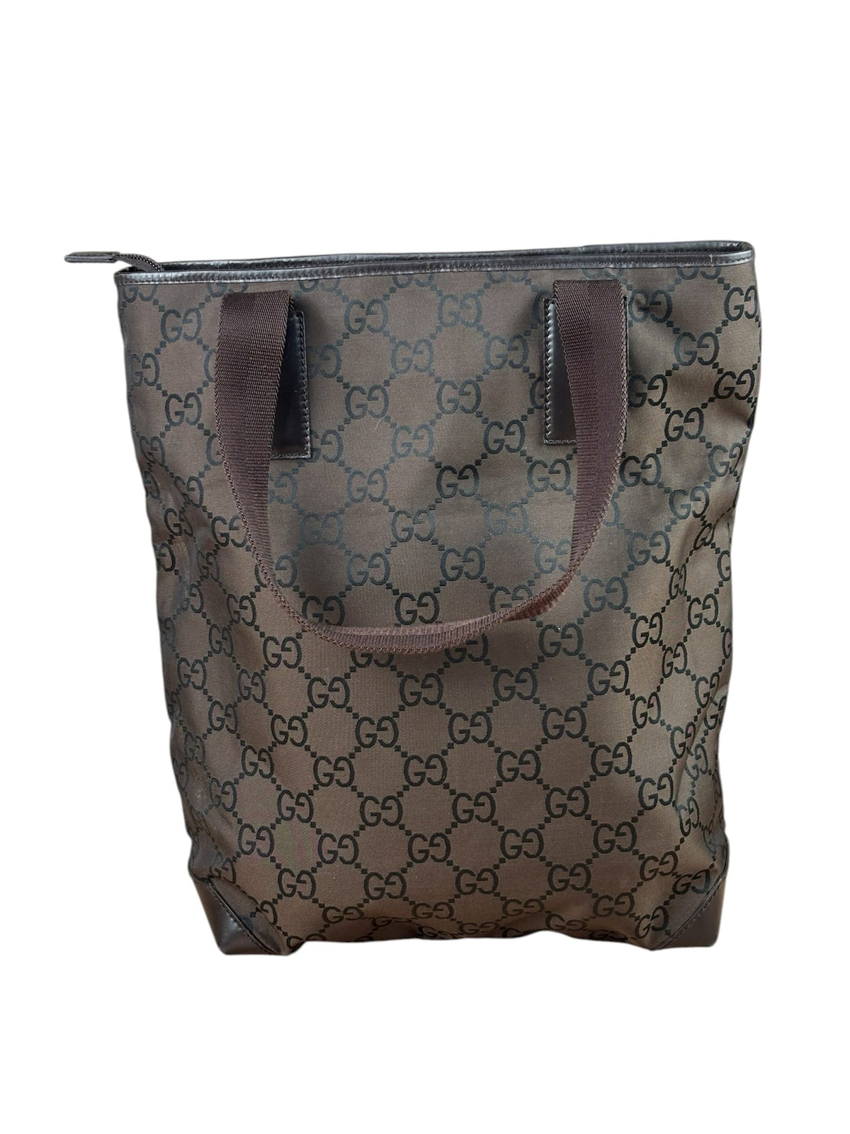 Gucci GG Nylon Tote Bag Brown Monogram Canvas
