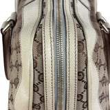 Gucci Leather Trim Monogram Canvas Web Stripe Tote Bag