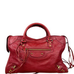 Balenciaga Red Leather Moto City Shoulder Bag Medium