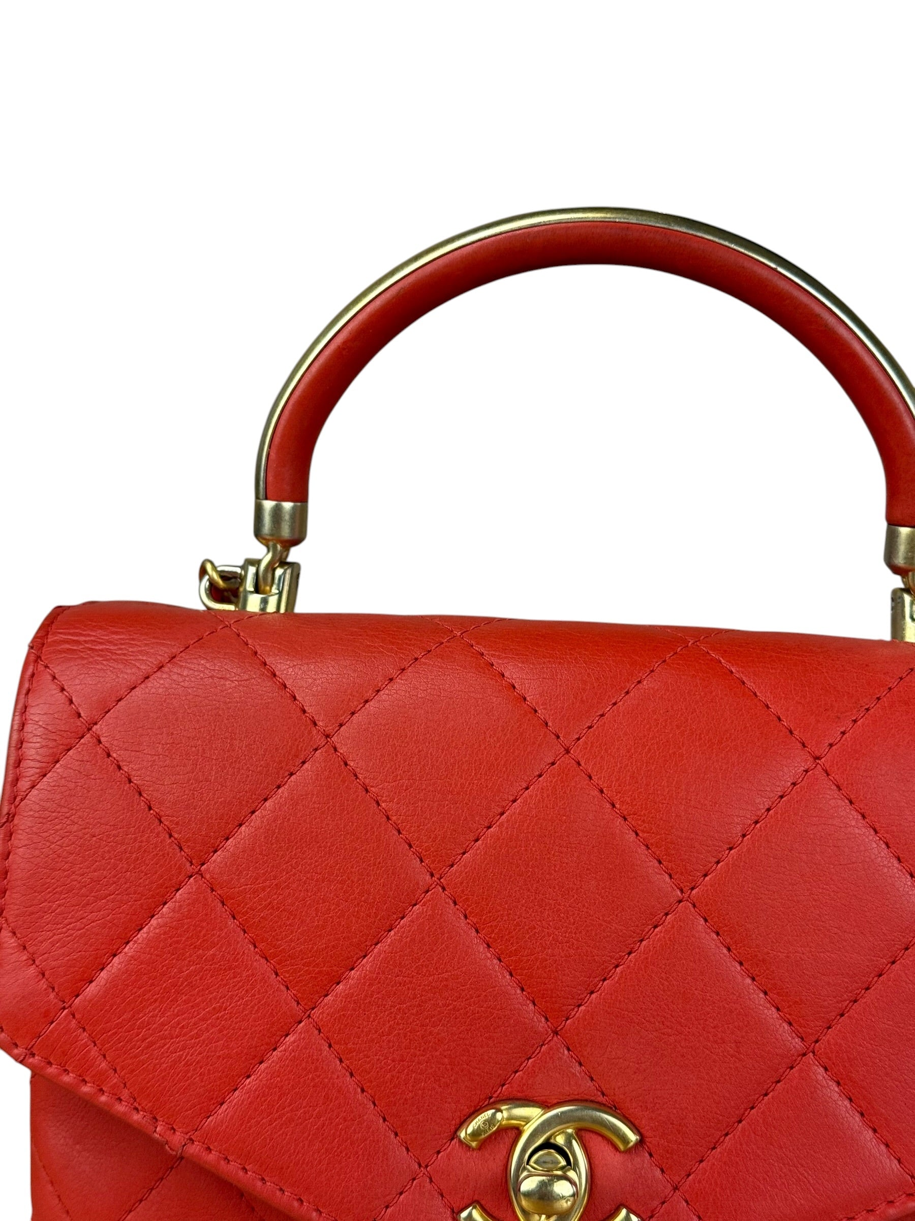 Chanel Red Quilted Coco Handle 2Way Handbag 2019