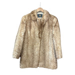 Keio Vintage Ivory Chevron Mink Fur Coat