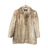 Keio Vintage Ivory Chevron Mink Fur Coat